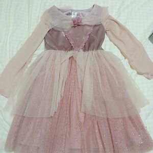 Charming Pink and Cream Kids Dance Dress